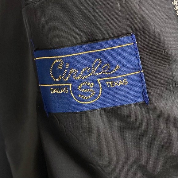 Circle S Western Sport Coat Plano Donegal Jacket Black White Houndstooth 46 R - Picture 6 of 9